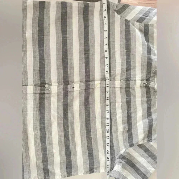 Lucky Brand Men’s Gray & White Striped Linen Shirt SZ XXL - Picture 7 of 8